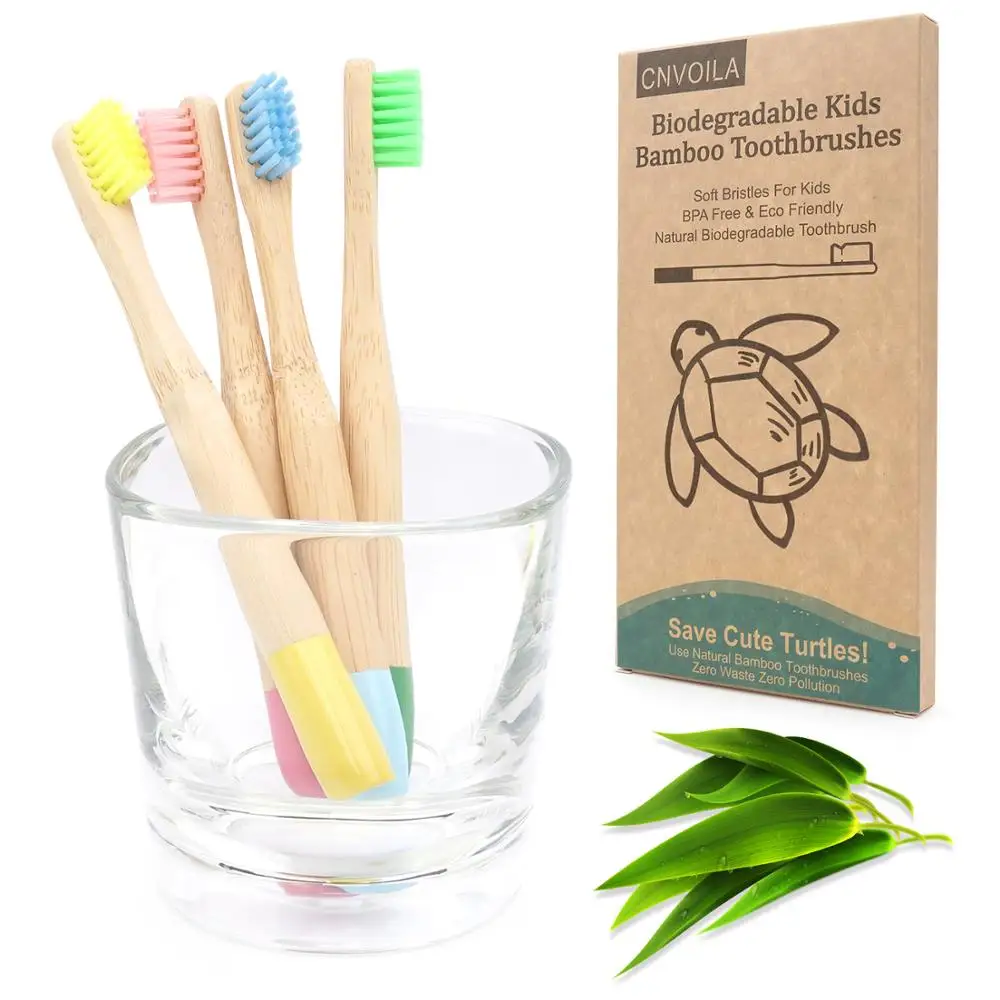 Детская бамбуковая зубная щетка биоразлагаемая устойчивая без бисфенола
