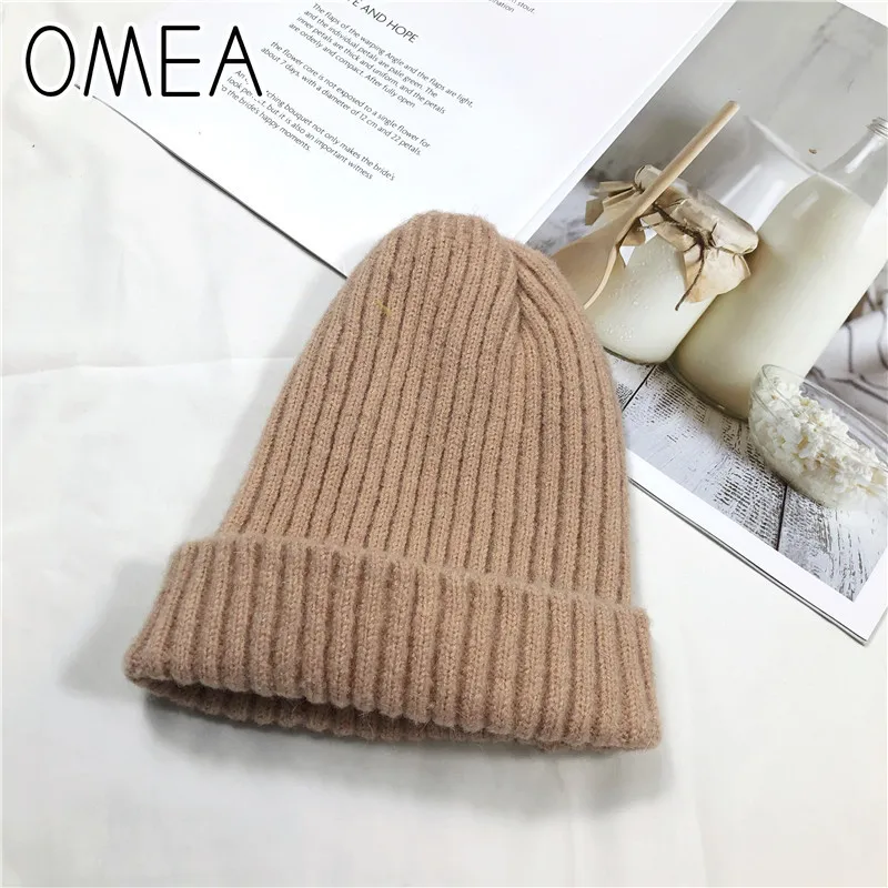 Кашемировые зимние шапки шерстяная шапка теплая мягкая однотонная вязаная