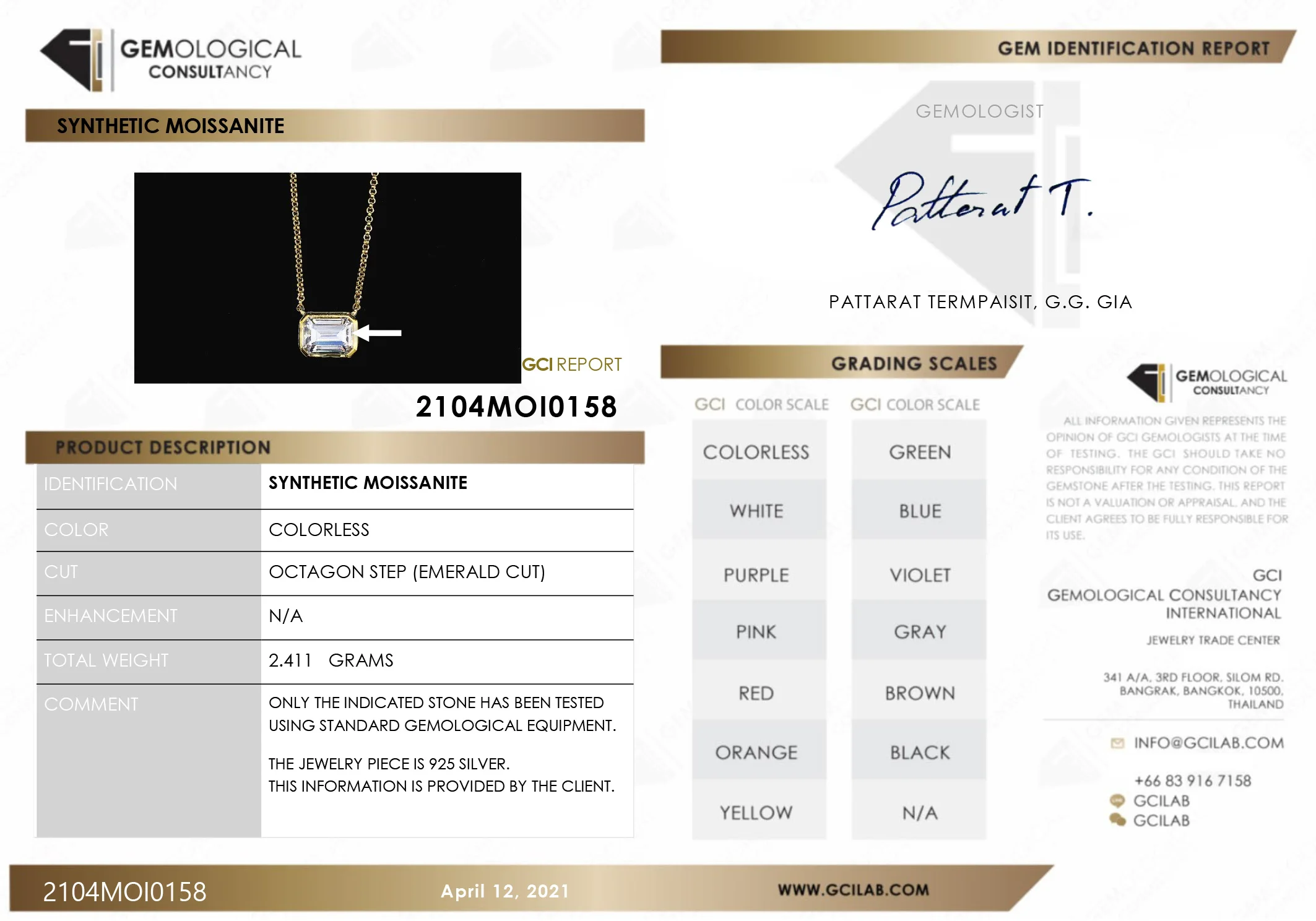 IOGOU Real 1Ct D Color Moissanite Diamond Pendant Necklace 100% 925 Sterling Silver Sparkling Engagement Wedding Pendant Jewelry