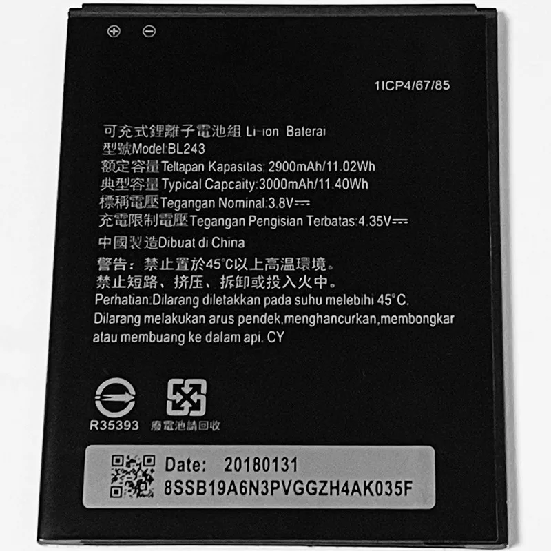 3 8 V 3000 мА/ч BL243 для Lenovo K3 Примечание K50 t5 t3s K50a40 A7000 a A7600 m A5500 A5600 A5860 батарея|battery for