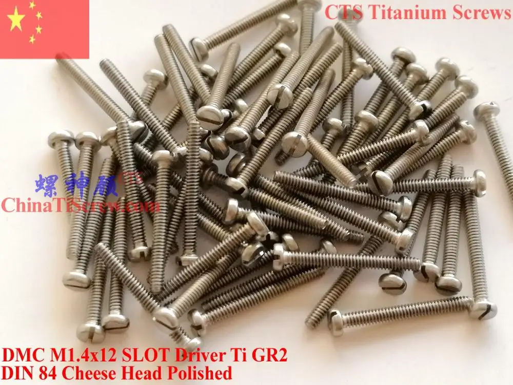 

DIN 84 Titanium screws M1.4x10 M1.4x12 Cheese Head Slotted Driver Ti GR2 Polished 50 pcs