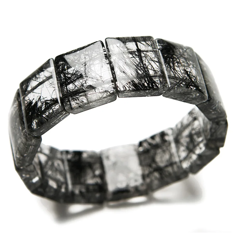 Настоящий натуральный черный рутиловый кварц драгоценный камень Прямоугольник