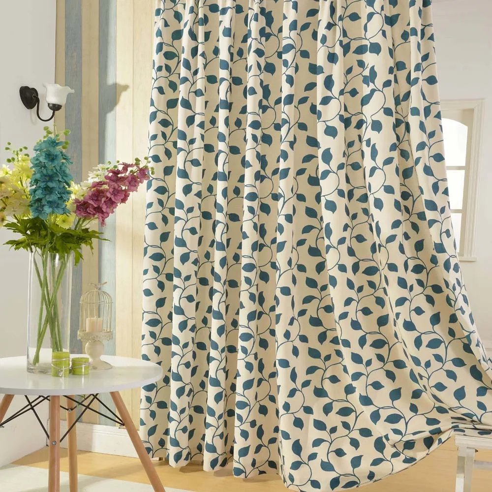 Шторы для спальни с принтом в виде голубых листьев Jinya домашний декор современные