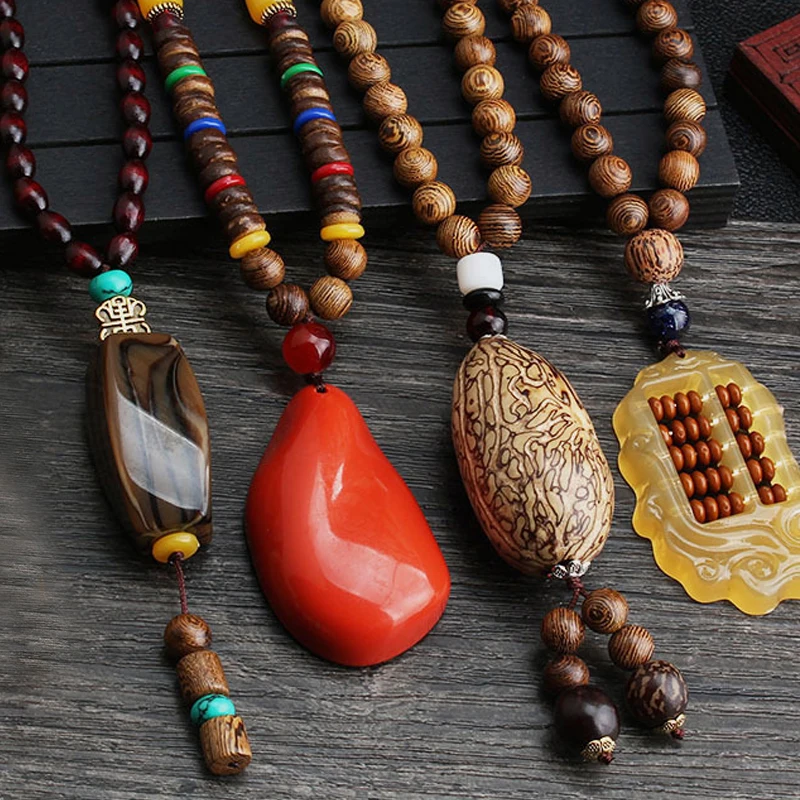 

Pendant Retro Ethnic Style Necklace Accessories Necklace Retro Wooden Bead Necklace Universal