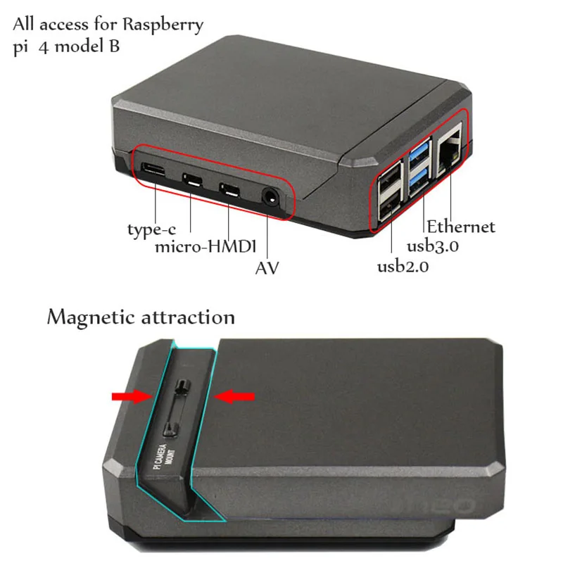 Охлаждающий Алюминиевый Чехол для Raspberry Pi 4 Модель B армированный корпус с