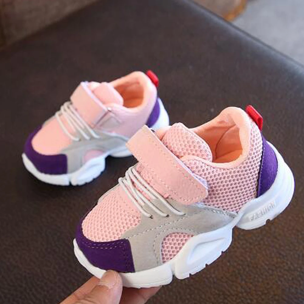 pink purple Ortoluckland/Новинка; модная детская спортивная обувь с сеткой; детская обувь для бега с мягкой подошвой из искусственной кожи; Детские кроссовки; повседневная обувь для малышей - Цвет: pink purple