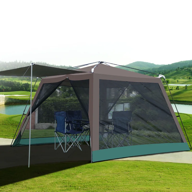 

Double Layers Automatic Waterproof Canopy Heighten Tents Outdoor Camping Awning Mosquito Net Steel/Aluminum Pole Sun Shelter