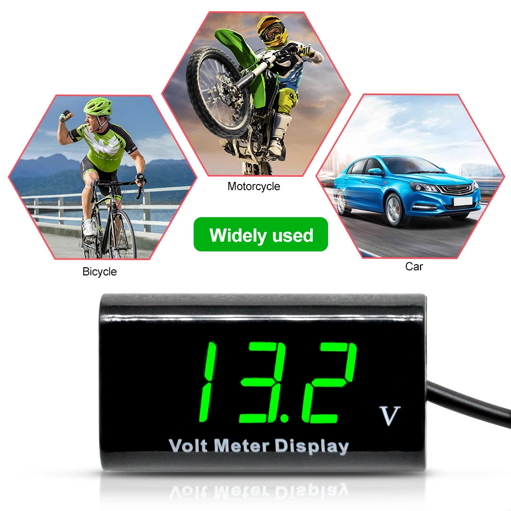 12V 0,56 ''Мини цифровой вольтметр тестер 2-проводной IPX6 водонепроницаемый вольтметр для автомобиля, мотоцикла, велосипеда Напряжение щитовой измерительный прибор для ребенка возрастом 3-18V