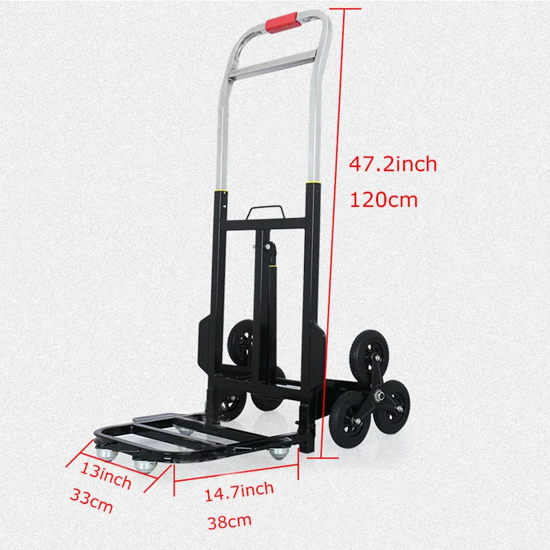 Новая портативная тележка для перевозки грузов с возможностью подъема по ступеням, складная, с ручкой для переноски и универсальными колесами для багажа, размером 114 см (Д) * 16,5 см (Ш).