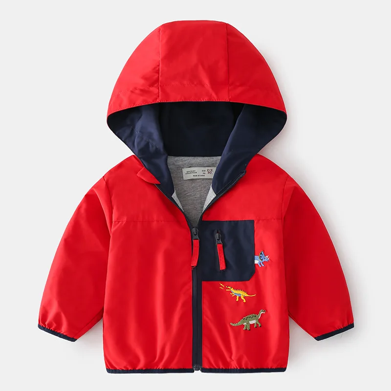 Детская куртка с капюшоном мультяшным динозавром на молнии |