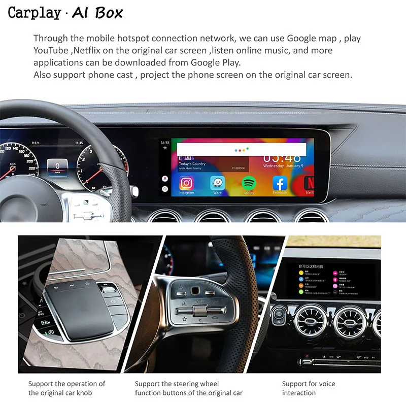 Android Box Carplay Ai Для VW 4 + 32G автомобильный мультимедийный плеер 2 Car-Play USB Беспроводная