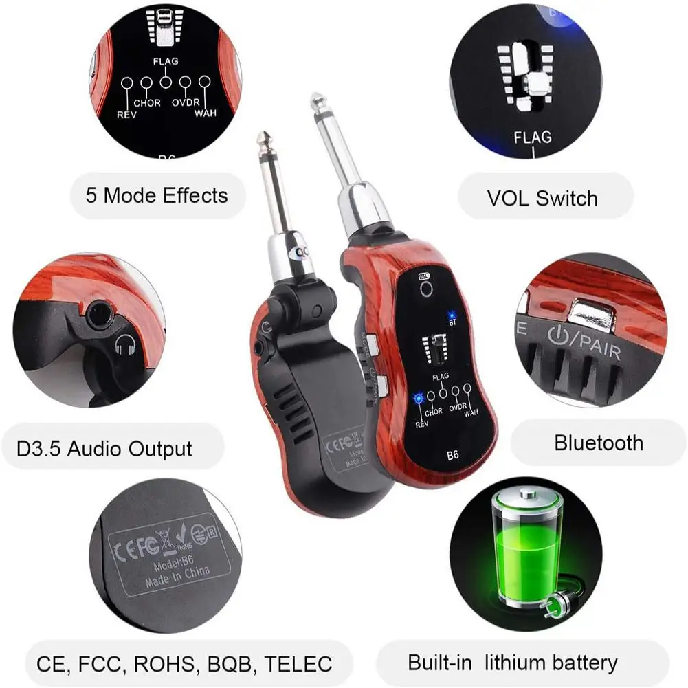 b6 bluetooth wiederaufladbare elektrische gitarre kopfhörer mini verstärker mit 5 effekte musical instruments kopfhörer amp zubehö