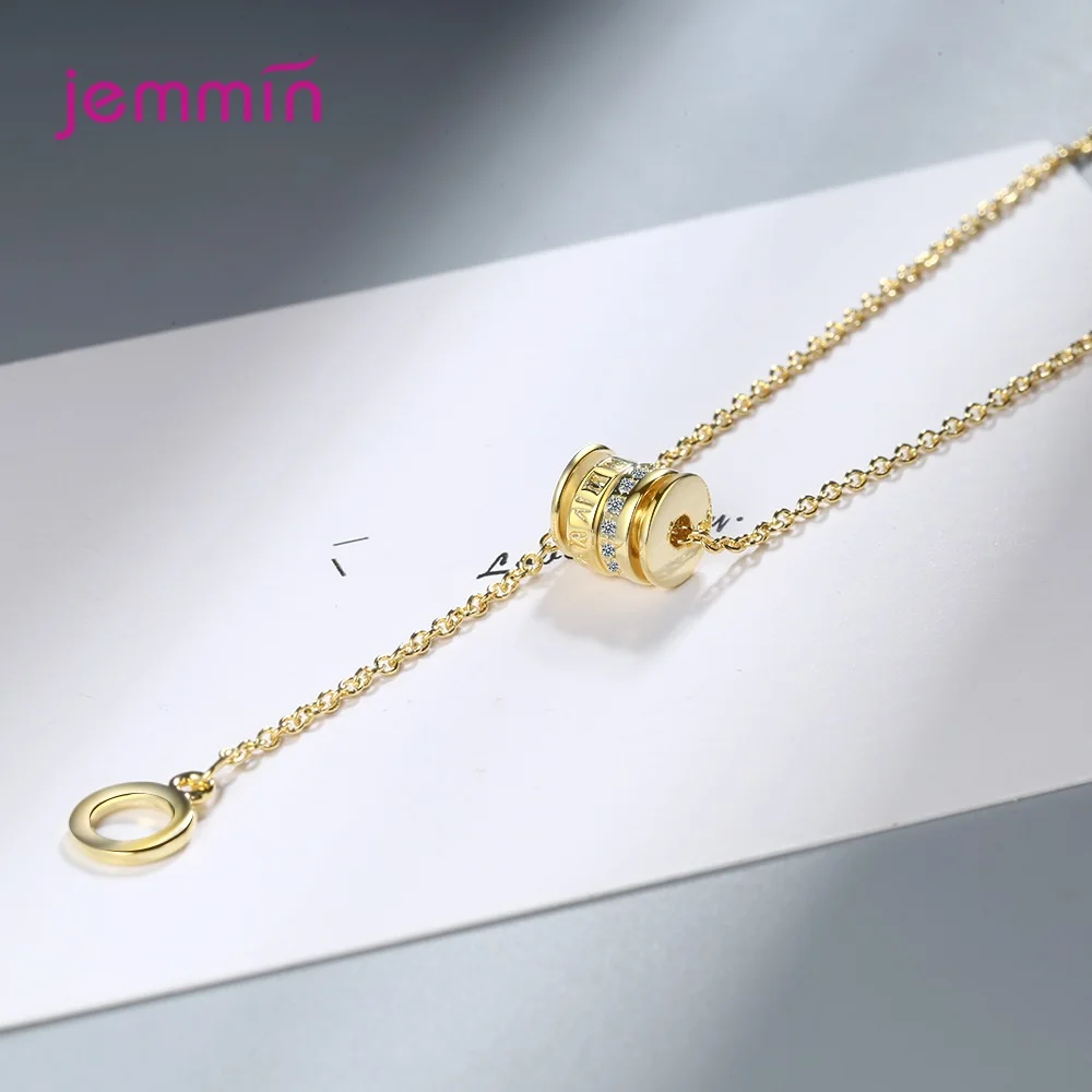 

Ins Hot New Statement 925 Sterling Silver Geometric Pendant Necklaces Simple Shinning Rhinestone Clavicle Chain Jewelry
