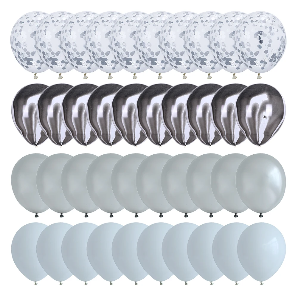 Agate Marble Balloons Set: 40 Pcs Blue Balloons with Silver Confetti - Ideal for Wedding, Baby Shower, Graduation, Birthday Party Décor image 5