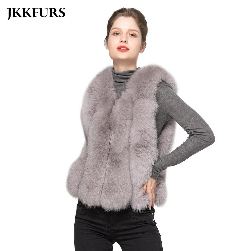 2021 Большая распродажа Женские туфли с натуральным лисьим мехом меховой жилет