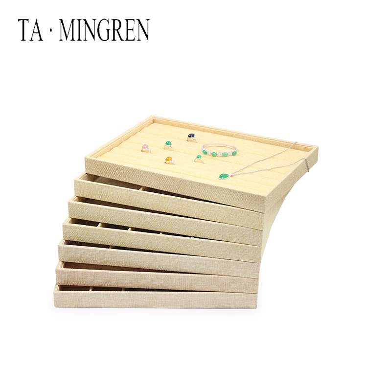 Wholesale stackable rectangular ring pendant necklace jewelry display tray storage display box