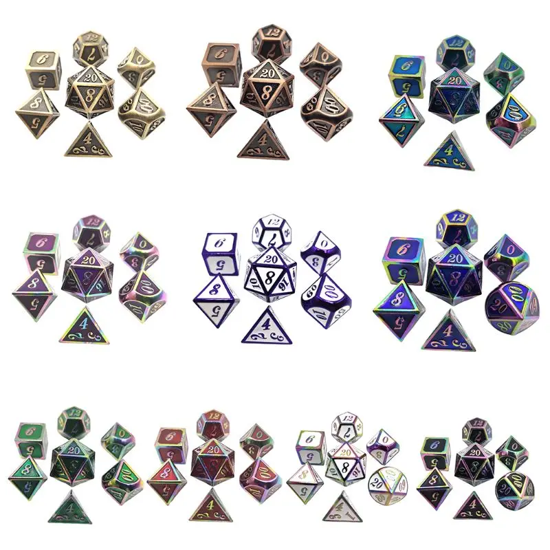

7 Pcs/set Metal Dices Set Number Dial Desktop Table Board Game Accessories Toy