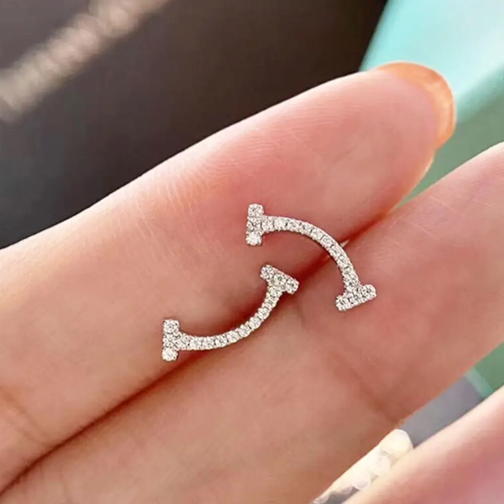 

AYBS Real 925Earrings High Quality Version TIF Original 1:1 "Classic curved logo sparkling" smiling Earrings Women