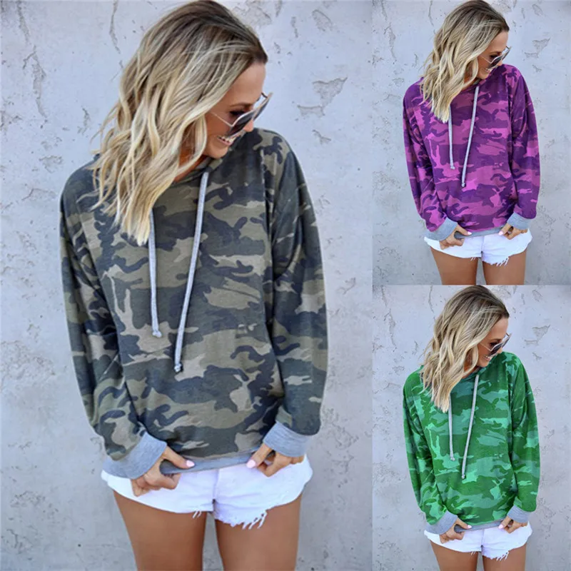 

2020 Autumn Casual Sweatshirts Women Streetwear Camouflage Print Hoodies Pullovers Casual Long Sleeve Tops Female Sweatshirt