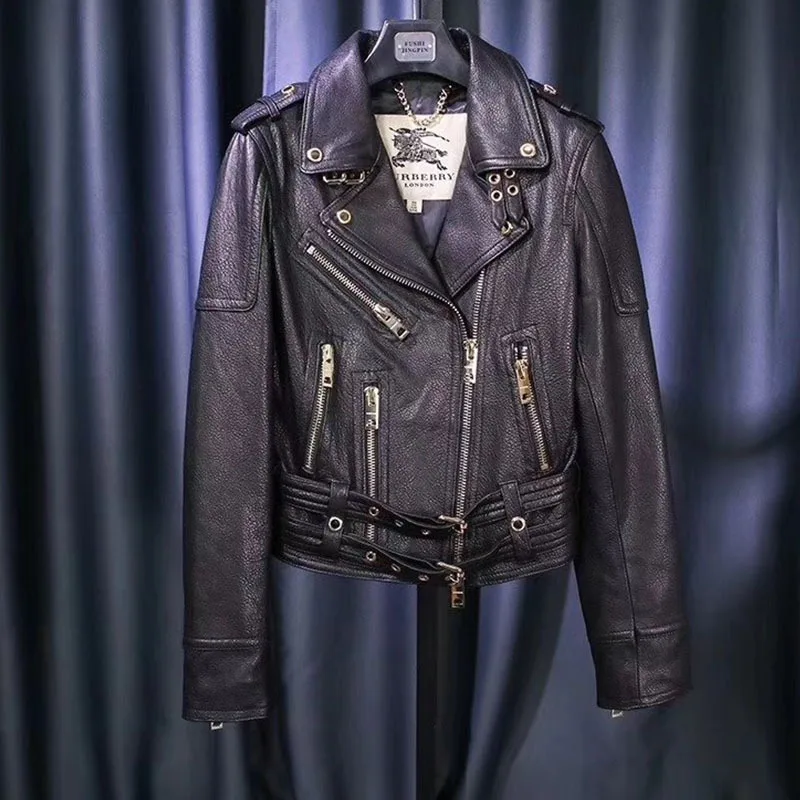 Женское кожаное пальто Корейская локомотивная куртка с прямой заводской