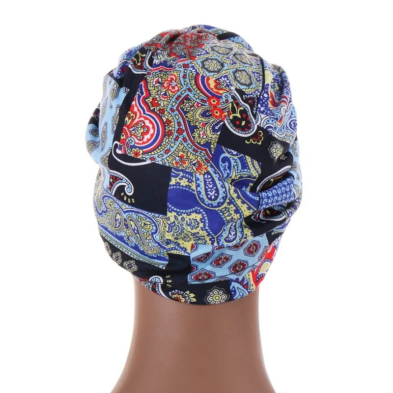 

2021 New Print Muslim Turban Caps For Women Donuts Turbante Bonnet Hijab Femme Musulman Arab Head Wrap African India Cap
