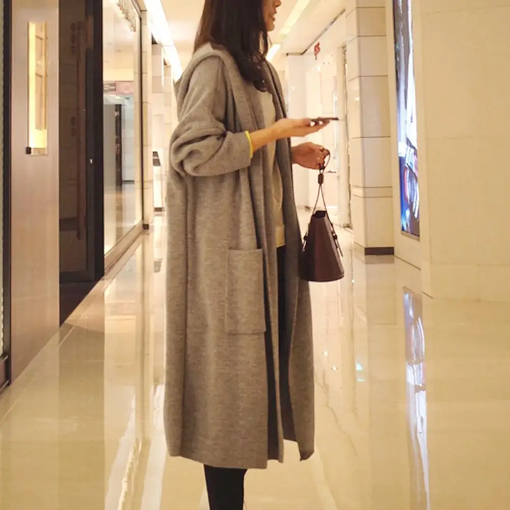 

Long section imitation sweater women's cardigan loose large size autumn and winter women jacket