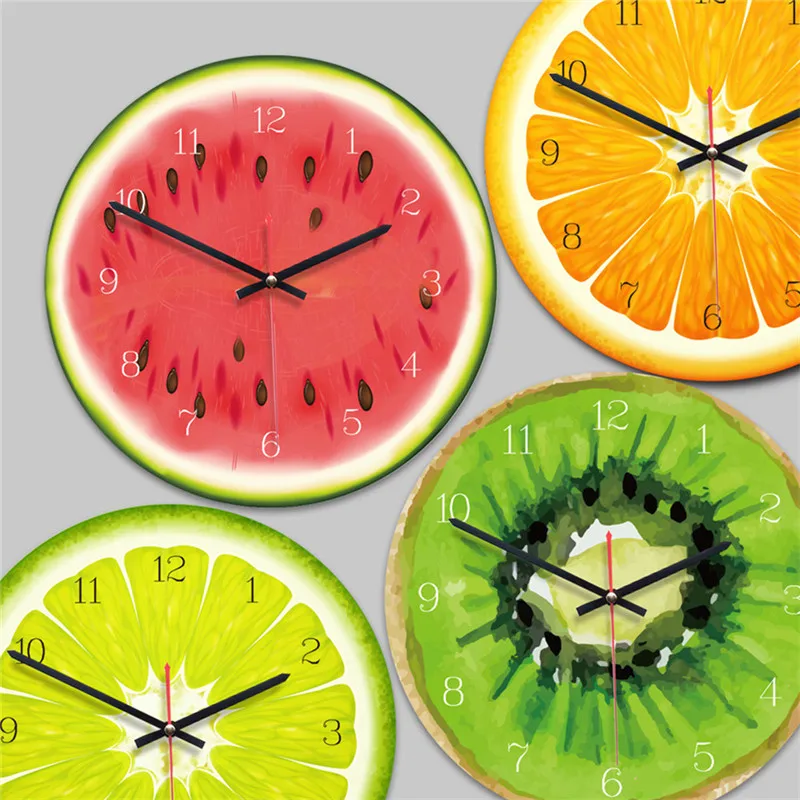 

Fresh Fruit Wall Watches Home Decor Hanging Lemon Kitchen Clocks Reloj de Pared Beverage Shop Decoration Special Gift Summer