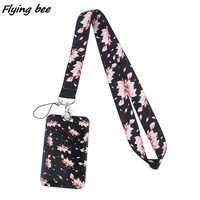 flyingbee flowers fashion lanyards id badge holder bus pass case cover slip bank credit card holder strap cardholder x1426
