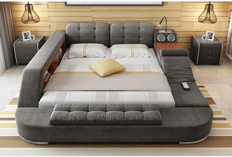 Умная кровать ткань массажная рама мебель для спальни дома Muebles De Dormitorio