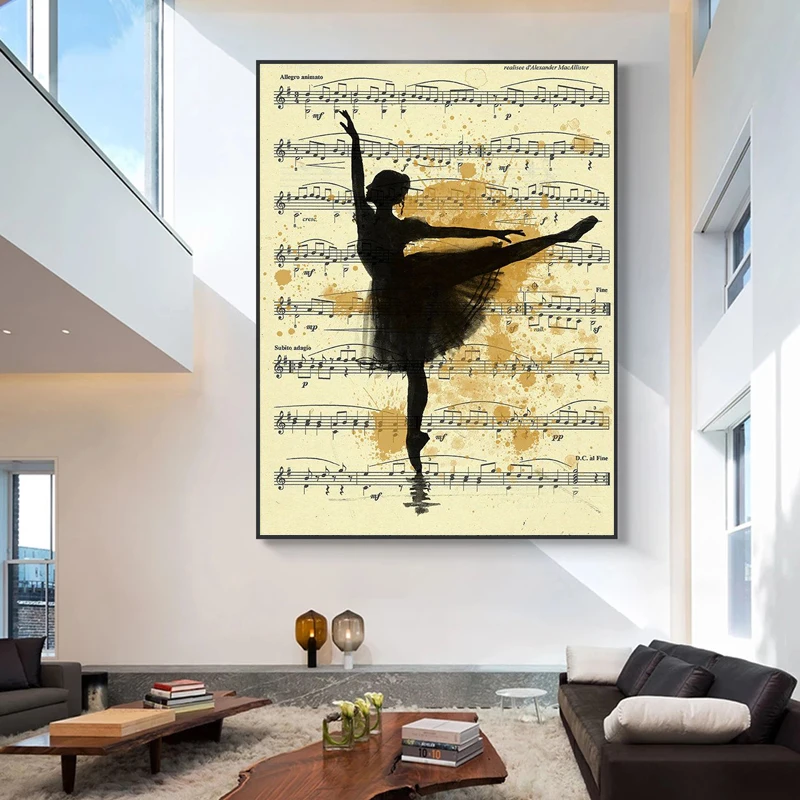 Винтажная Картина на холсте с изображением балерины девушек балерин музыкальный