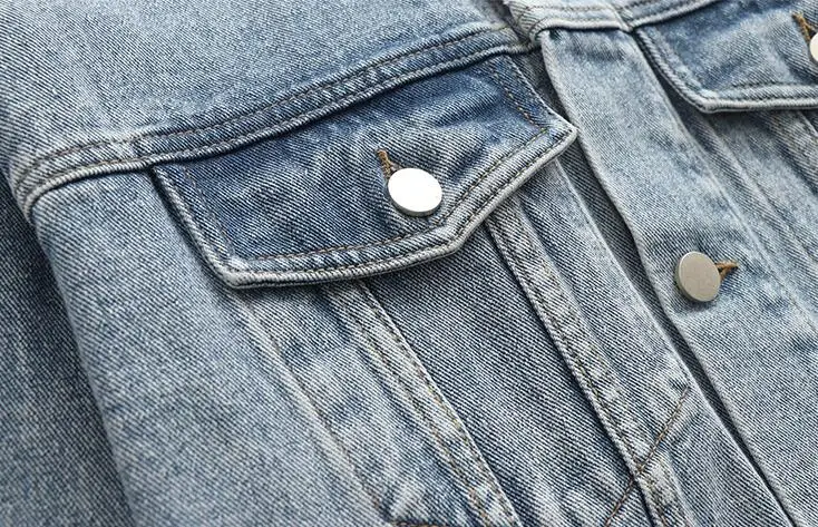 Женская джинсовая куртка в стиле ретро большого размера с отложным воротником