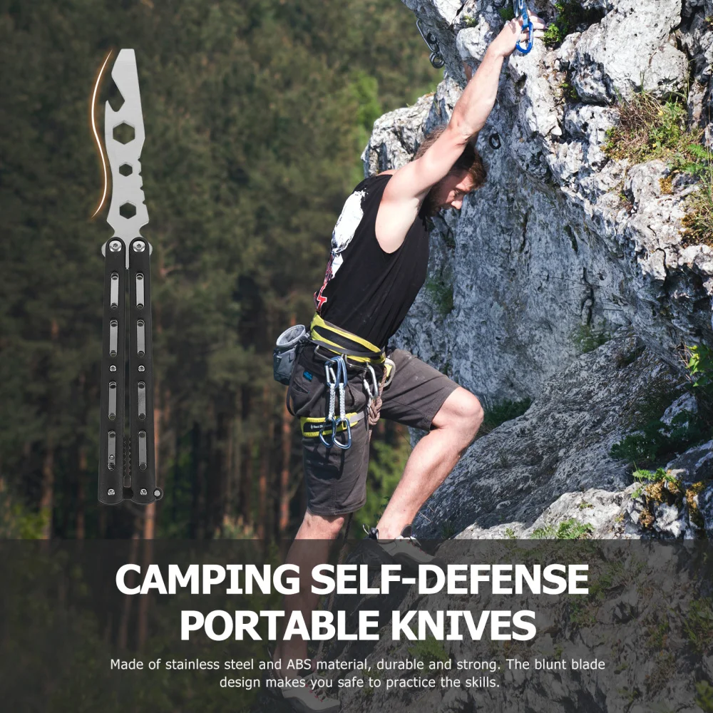 

1Pc Blunt Balisong Unsharpened Cutter Folding Balisong Trainer