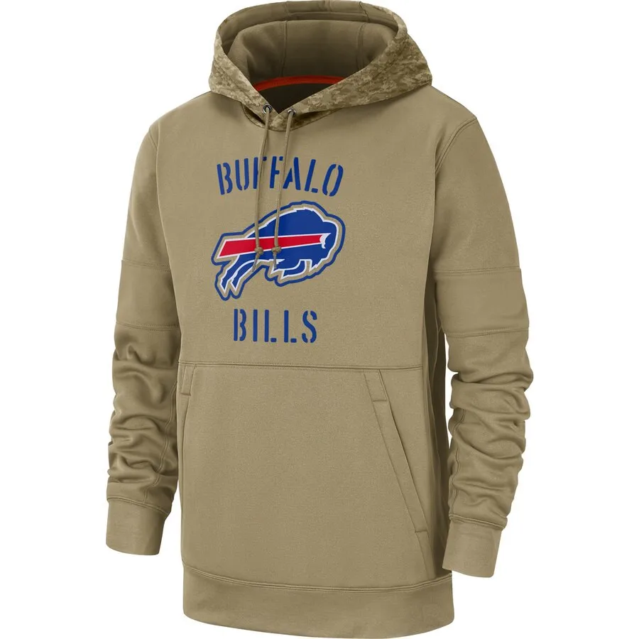 Buffalo Мужская Толстовка для американского футбола, купюр,, Салют для обслуживания, Sideline Therma, пуловер, толстовка с капюшоном, цвет коричневый