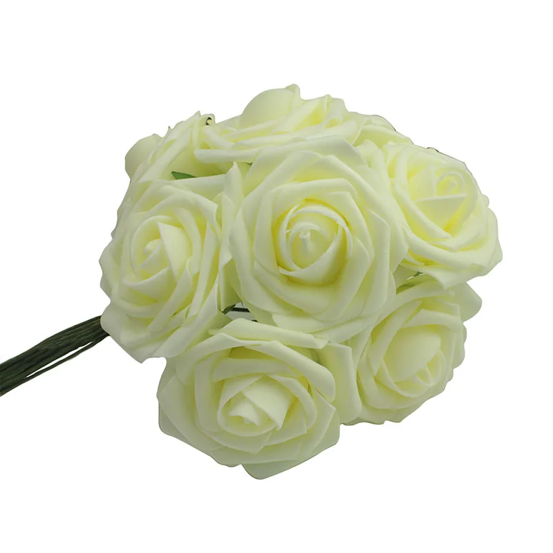 

10 Heads New Colorful Artificial PE Foam Rose Flowers Bride Bouquet Home Wedding Decor Scrapbooking DIY Supplies