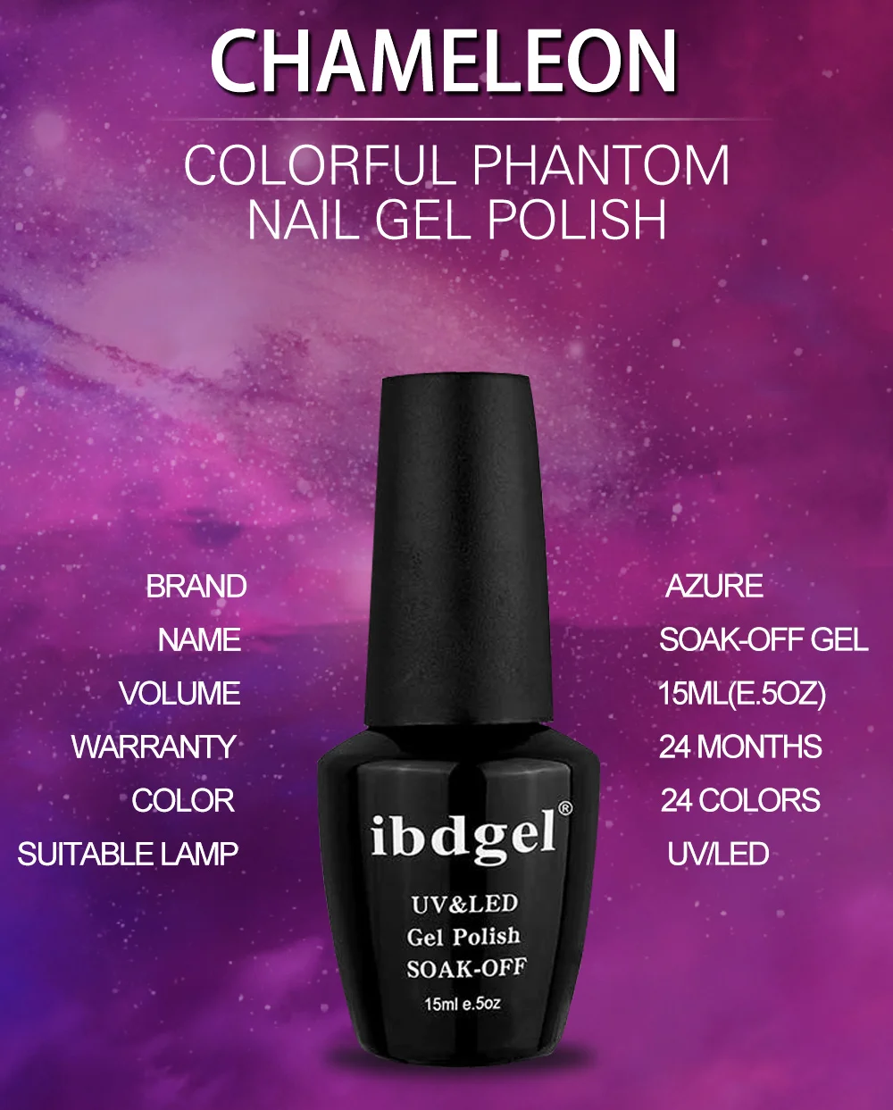 ibdgel 15ML Хамелеон Волшебный гель для ногтей Лак Замочить от УФ-геля Сияющий цвет Гель-лак Нужен черный цвет Основа Гель для ногтей Маникюр