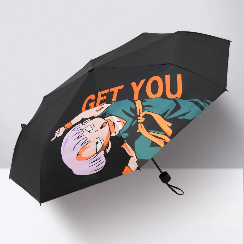 Anime Goku Folding Rain Umbrella For Kids Black Coating Parasol Children Gifts | Umbrellas
