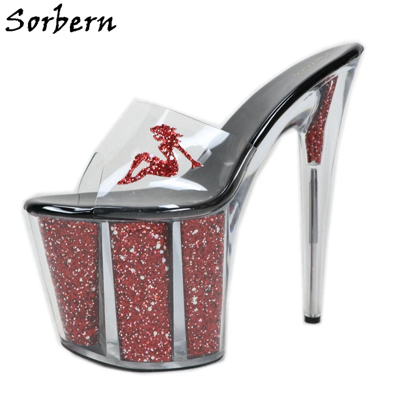 Женские шлепанцы для зачистки Sorbern летние из ПВХ на высоком каблуке 20 см с
