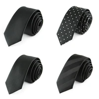 5cm 4pcs lot mens ties 59 long black polyester silk ties for men plaids stripes dots jacquard narrow necktie party tie