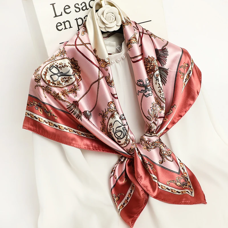 Шелковый шарф женский модный платок атласная шаль шарфы большой размер 90*90 см