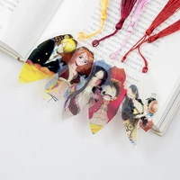 1 pcs cartoon anime transparent leaf vein tassel bookmarks creative gifts student learning stationery office reading supplies