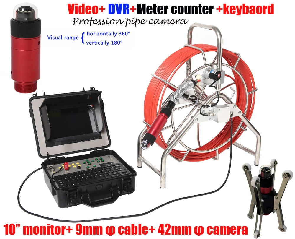 100M DVR канализационная камера с 360 rotaion ptz камера эндоскопа Инспекционная камера с счетчиком счетчика с клавиатура диктофон
