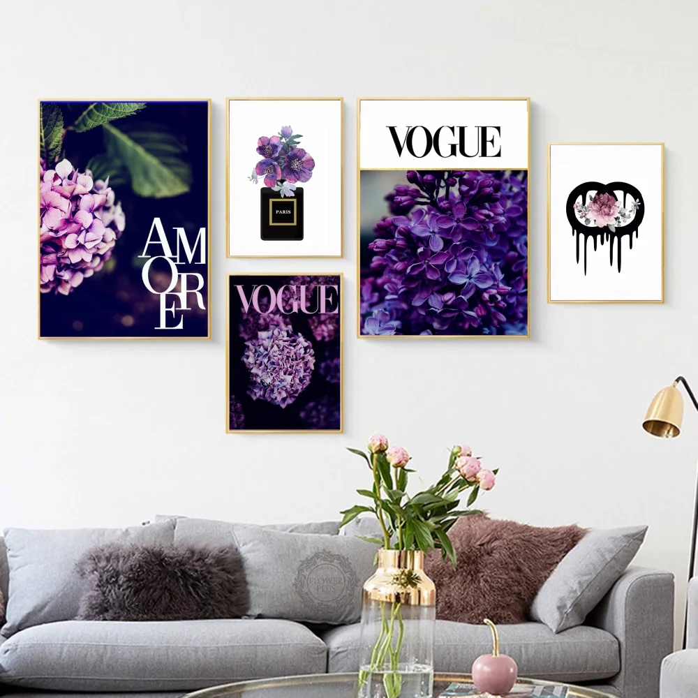 Фиолетовый цветок парфюм Коко картина на стену Искусство Холст Плакаты