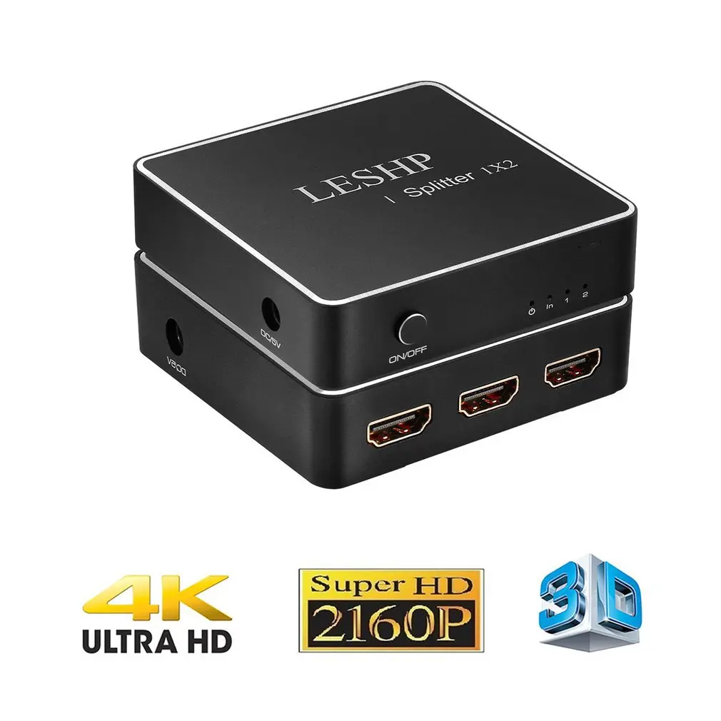 

Разветвитель Leshp HDMI совместимый с 6. 0 1X2, поддержка s Full 4X2K 3D, один вход для двух выходов, поддержка видеоформатов до 4K2K @ 30 Гц