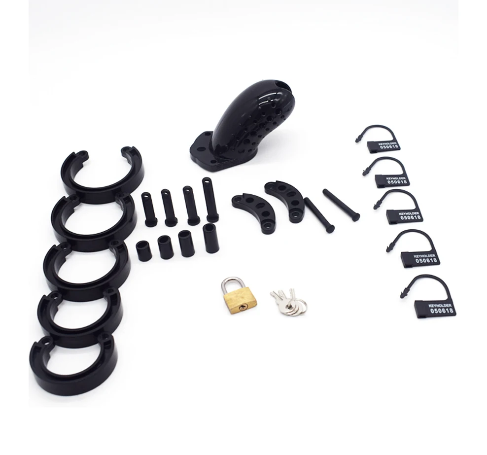 Пористая клетка для пениса с кольцами 5 размеров пластиковое мужское устройство