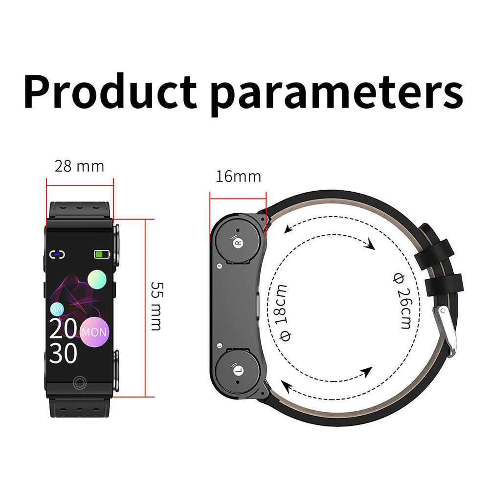 

TWS Bluetooth earphone Smart Bracelet band Fitness Tracker Watch With Earbuds Information synchronization Pressure Sleep Monitor