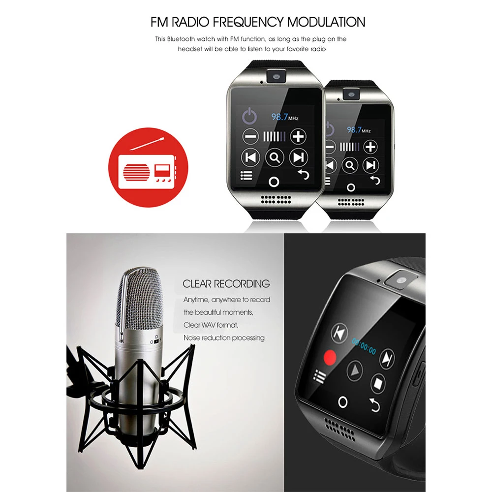 Смарт часы Reloj Q18 Bluetooth камера сенсорный экран 2020 дюйма поддержка TF Sim