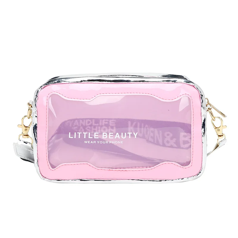 

Laser Color Transparent Clear PVC Jelly Shoulder Bag Fashion Women Girl Purse Handbag Long Chain Mini Crossbody Messenger Bags