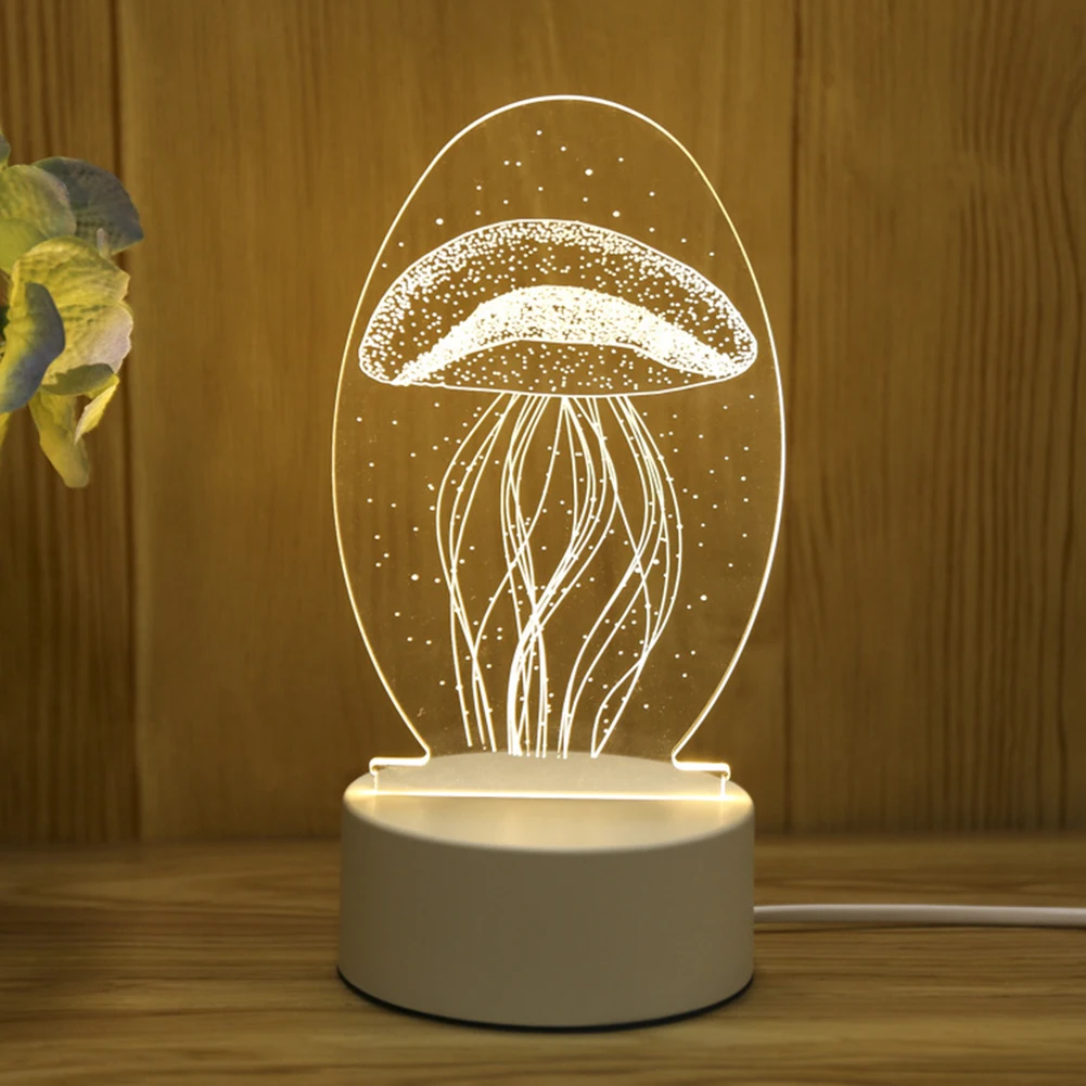 

3D LED Sensor Night Light USB Acrylic Cartoon Light Atmosphere Lamp 3 Changeable Light Colors for Child Room Valentine's Day