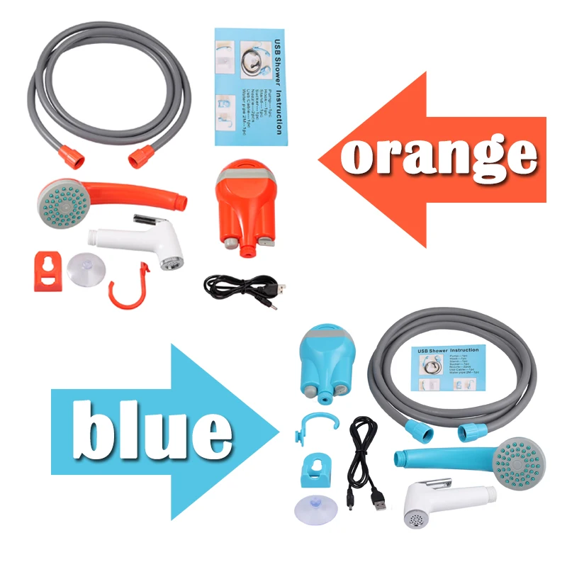 

Proster USB Rechargeable Shower Handheld Kit Outdoor Camping Bathing Handhold Shower Small Nozzle Rainfall Bath Tool Orange Blue