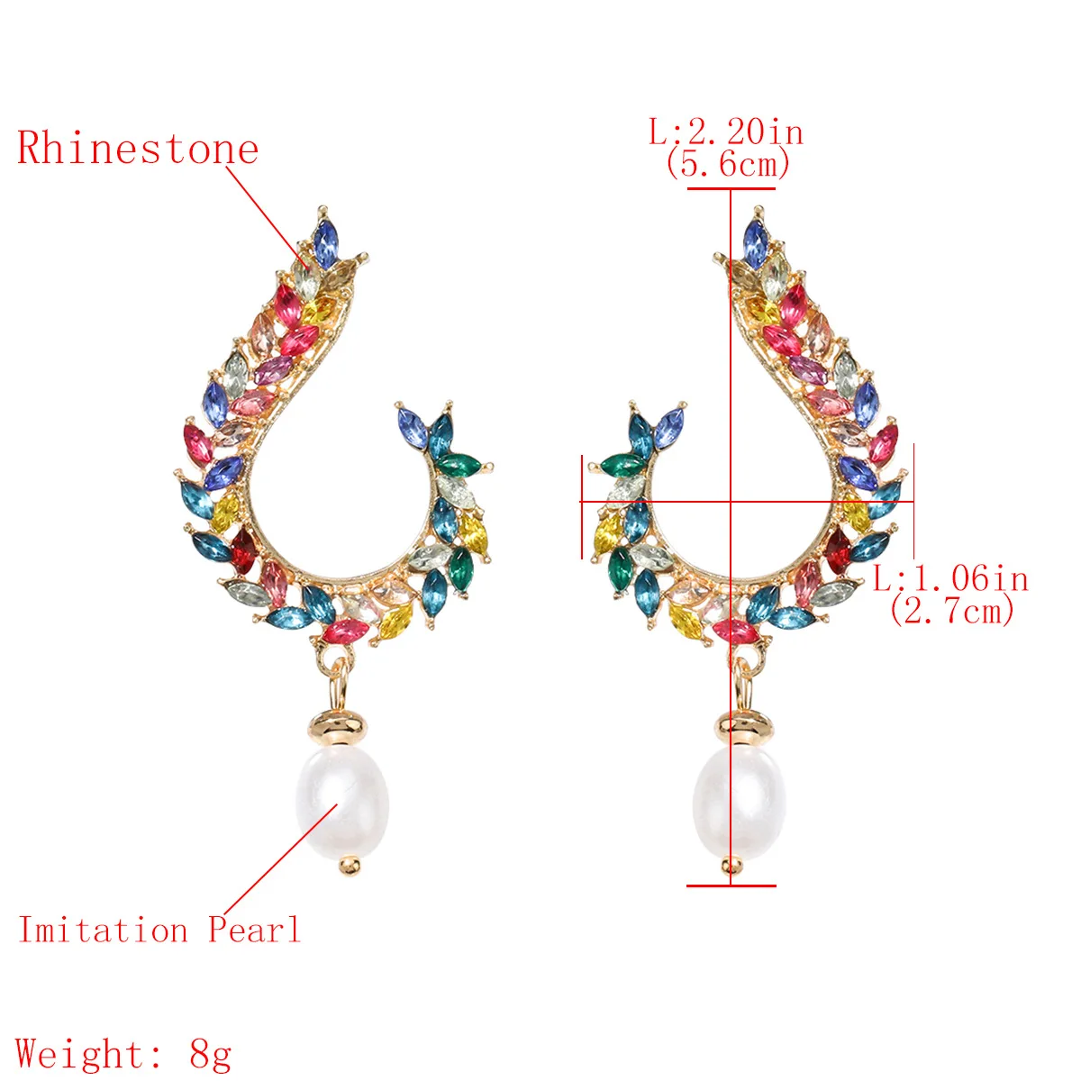 

Trend Luxury Imitation pearls Rhinestone Women's stud earrings Wedding Party Crystal Statement Jewelry Accessories